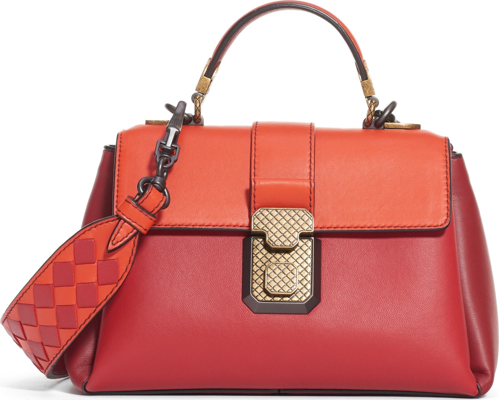 Bottega Veneta Small Piazza Bicolor Leather Handbag