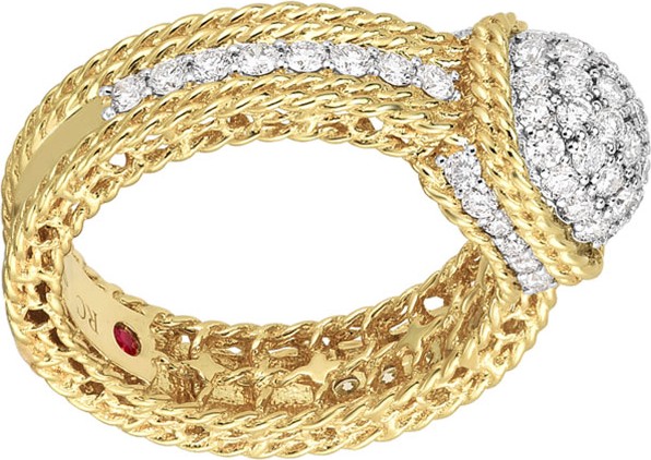 Roberto Coin New Barocco Dome Diamond Ring in 18K Yellow Gold, Size 6.5