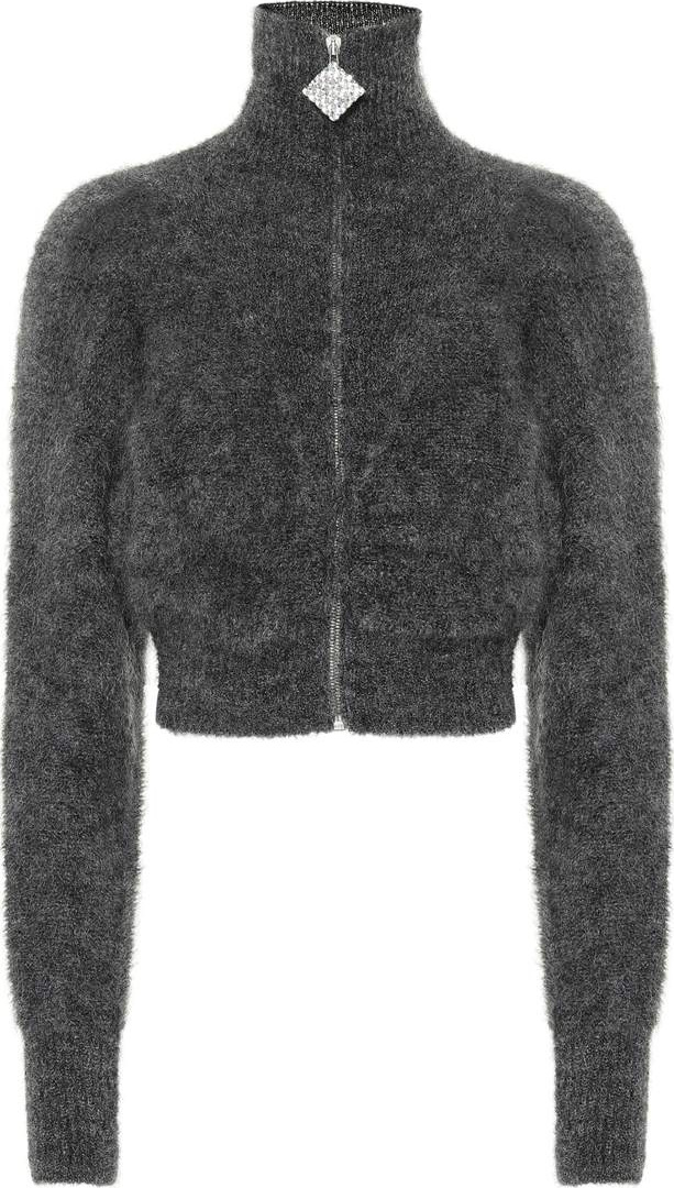 Alessandra Rich Zip-front mohair-blend cardigan