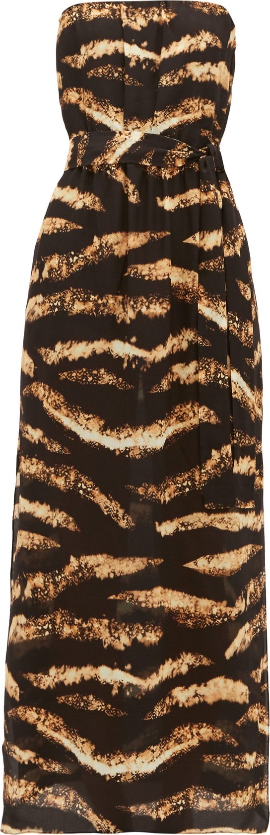 Raey Bleached tiger-print strapless silk midi dress