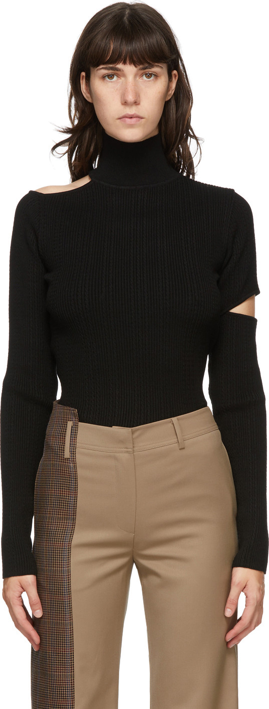 Andersson Bell - Black Knit Slit Jessica Turtleneck
