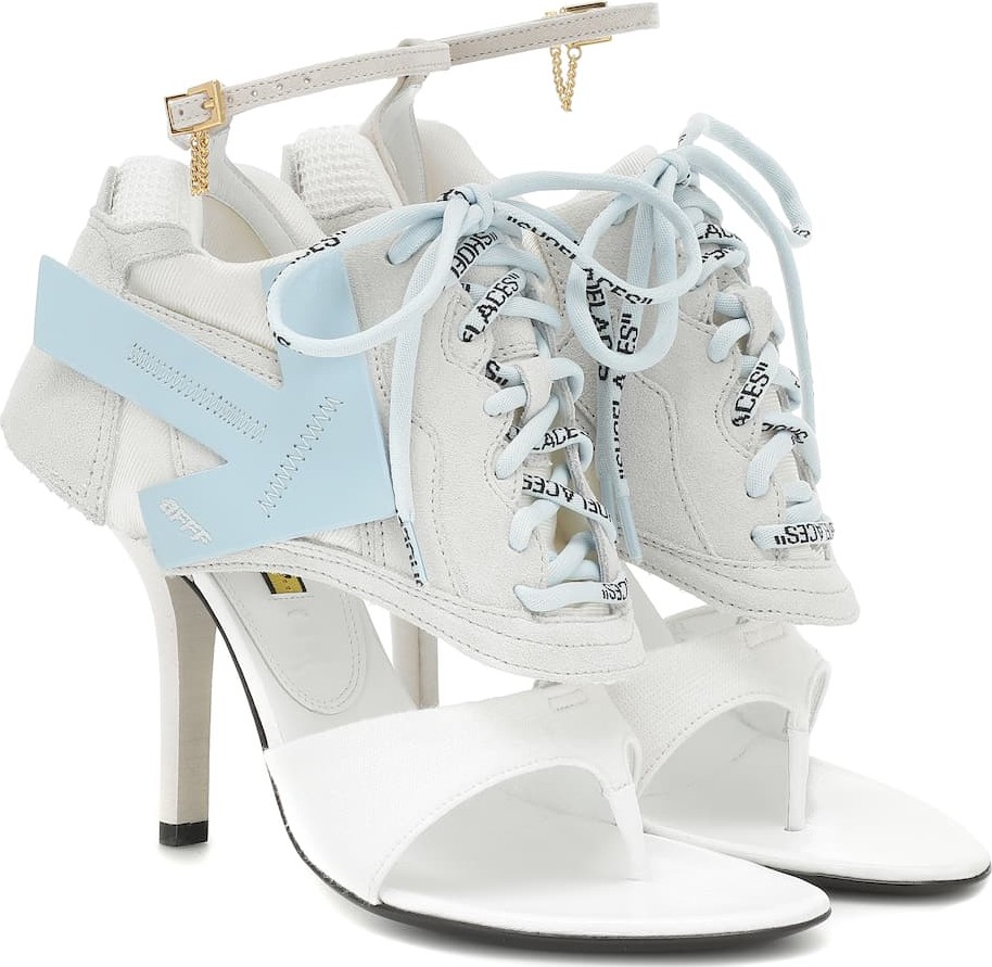 Off White Heeled Runner leather sandals