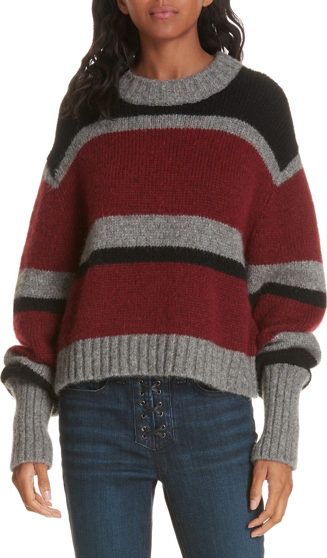 Veronica Beard Magda Stripe Alpaca & Merino Wool Blend Sweater