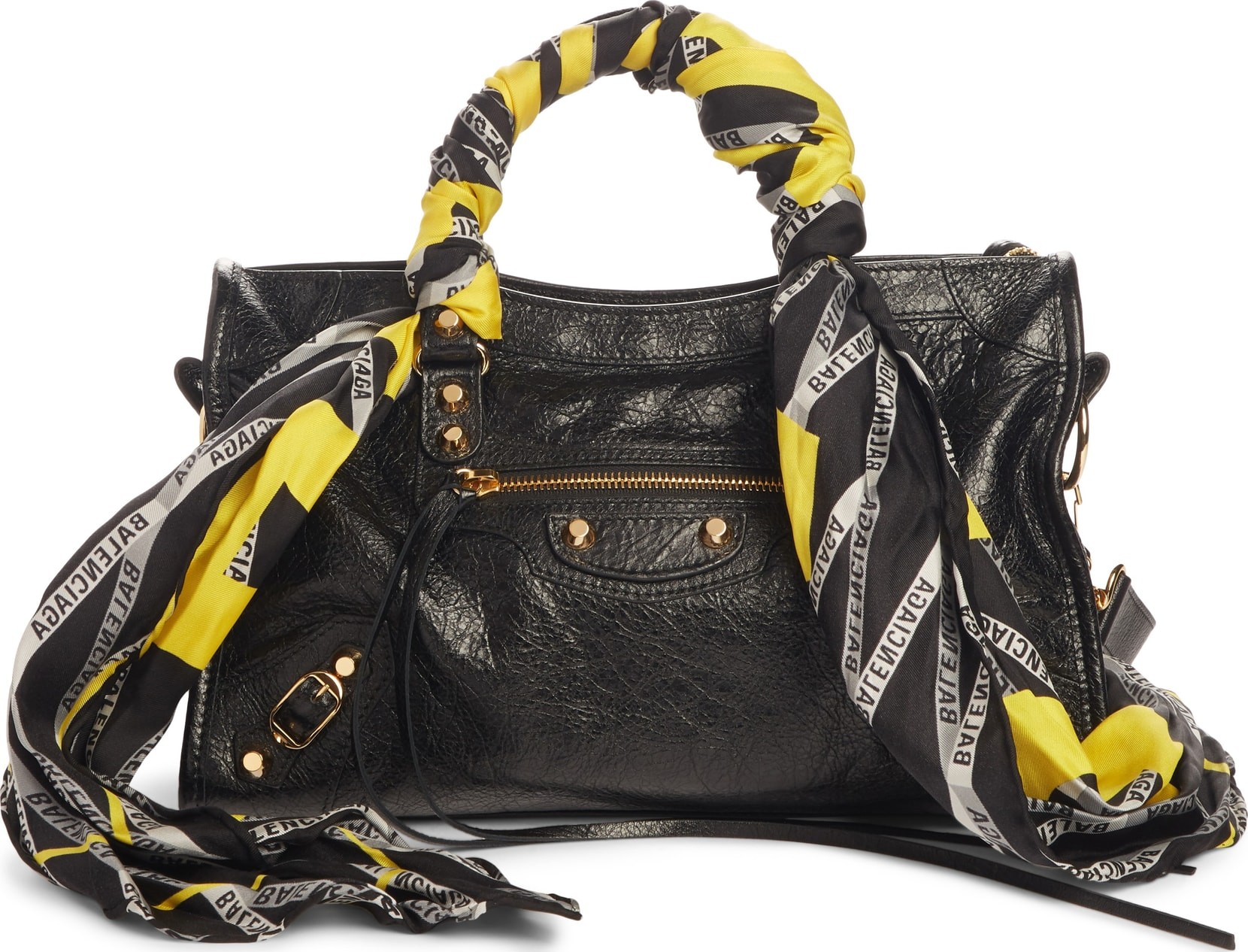 Balenciaga Small City Scarf Handle Lambskin Leather Tote