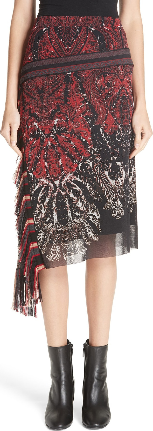 Fuzzi Mixed Paisley Fringe Skirt