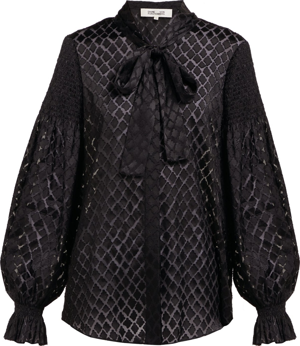 DIANE von FURSTENBERG Caroline devoré velvet pussy-bow blouse