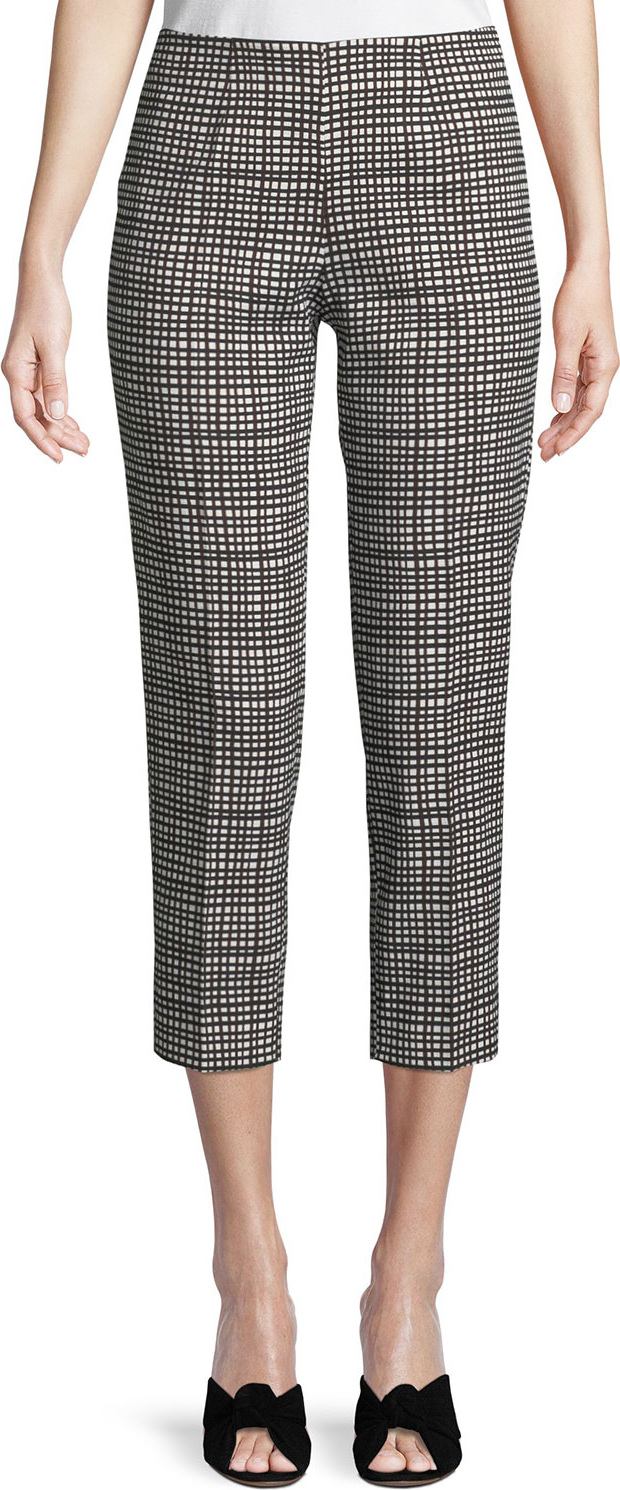 Piazza Sempione Audrey Graphic-Check Side-Zip Capri Pants