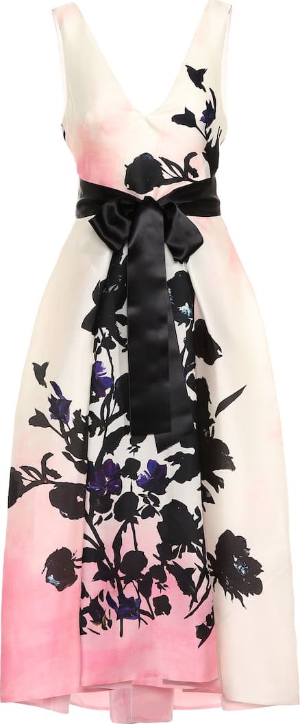 Monique Lhuillier Floral silk organza midi dress