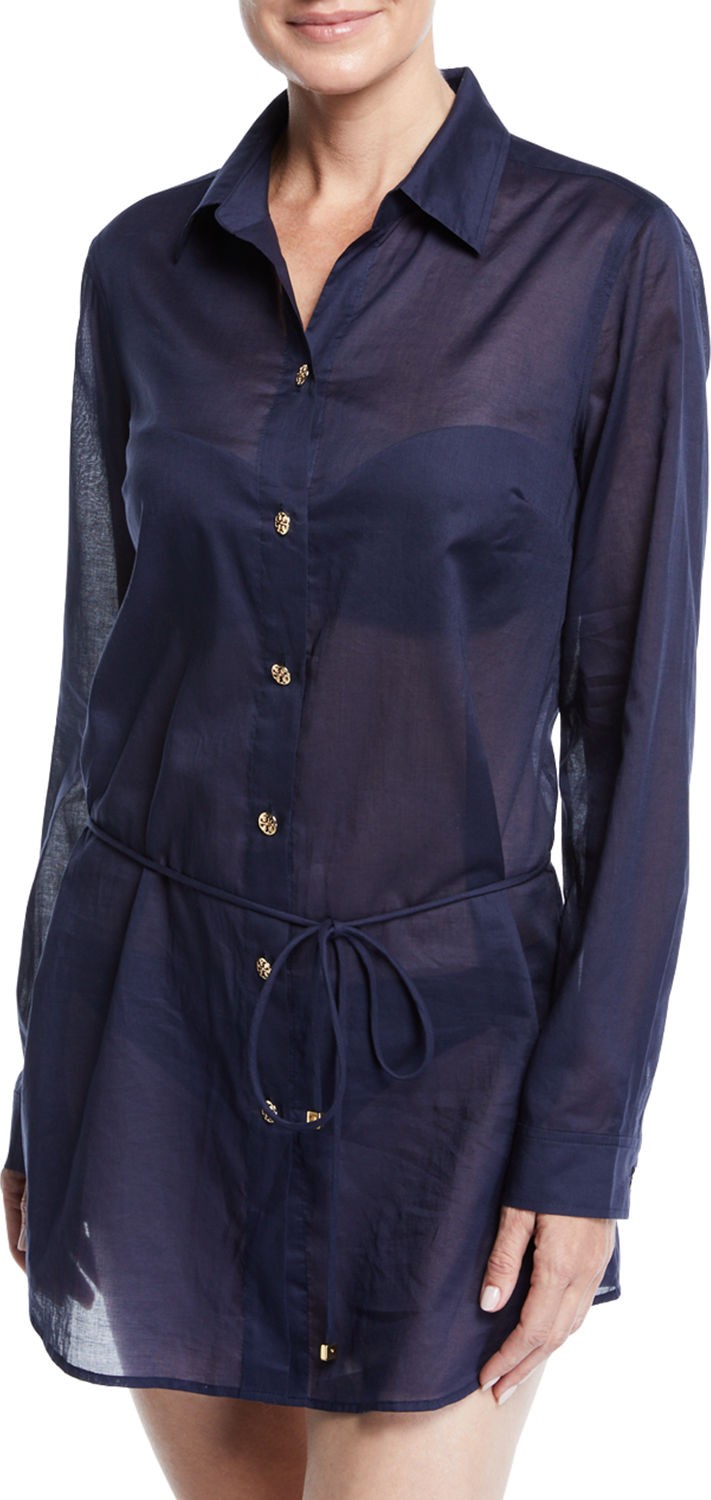 Tory Burch Brigitte Long-Sleeve Cotton Beach Tunic