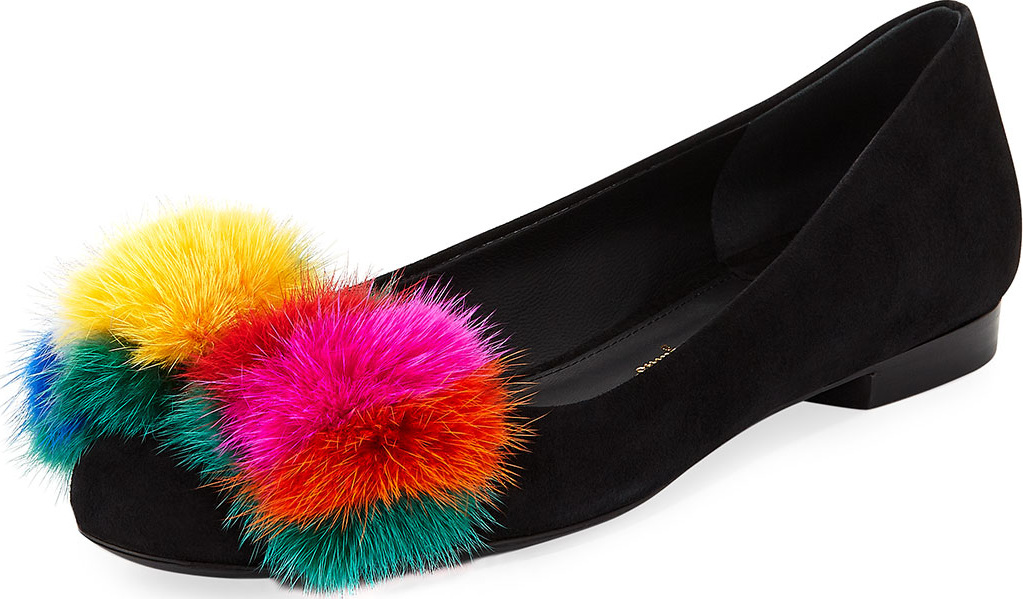 Salvatore Ferragamo Ballet Flat with Multicolor Pompom