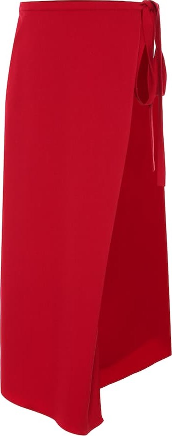 Y/Project Stretch-wool asymmetric midi skirt