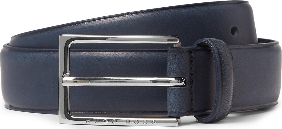 HUGO BOSS 3.5cm Navy Ceddy Leather Belt