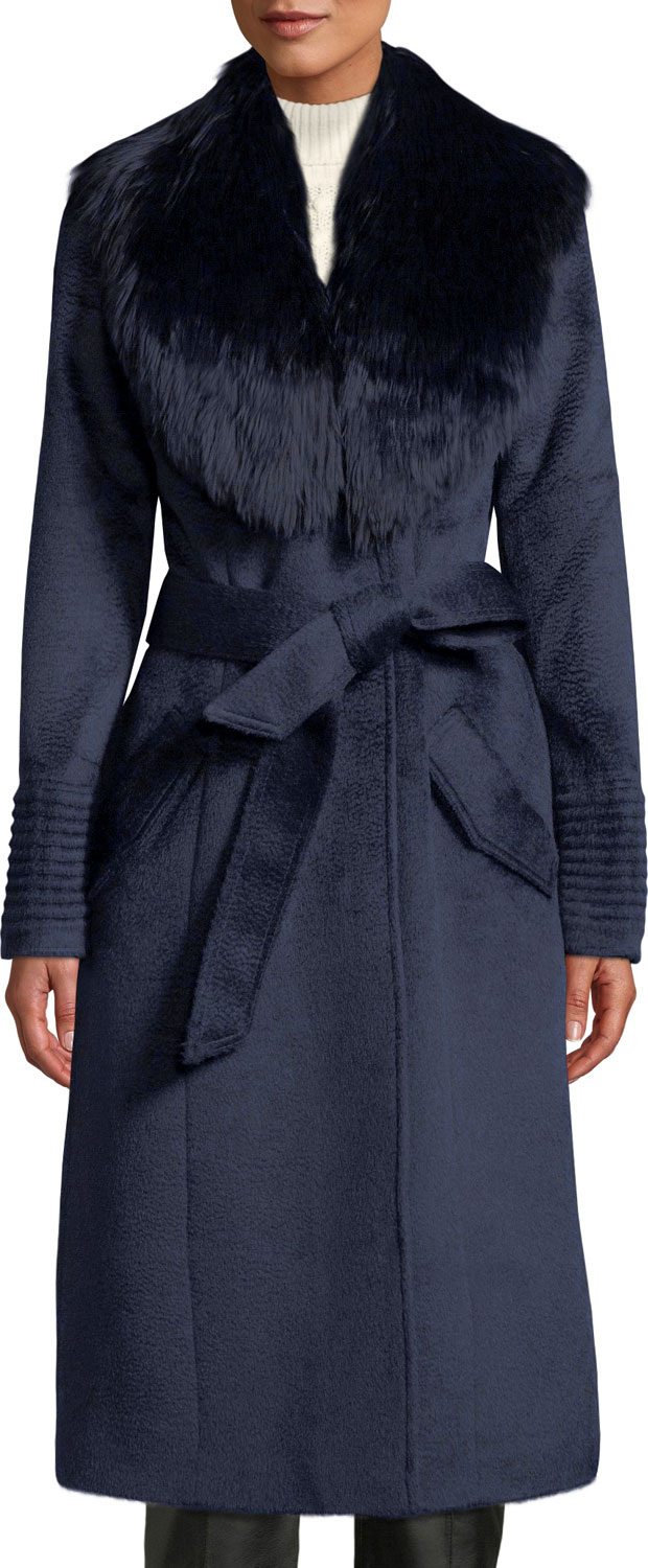 Sentaler Long Coat w/ Removable Suri Alpaca Fur Collar