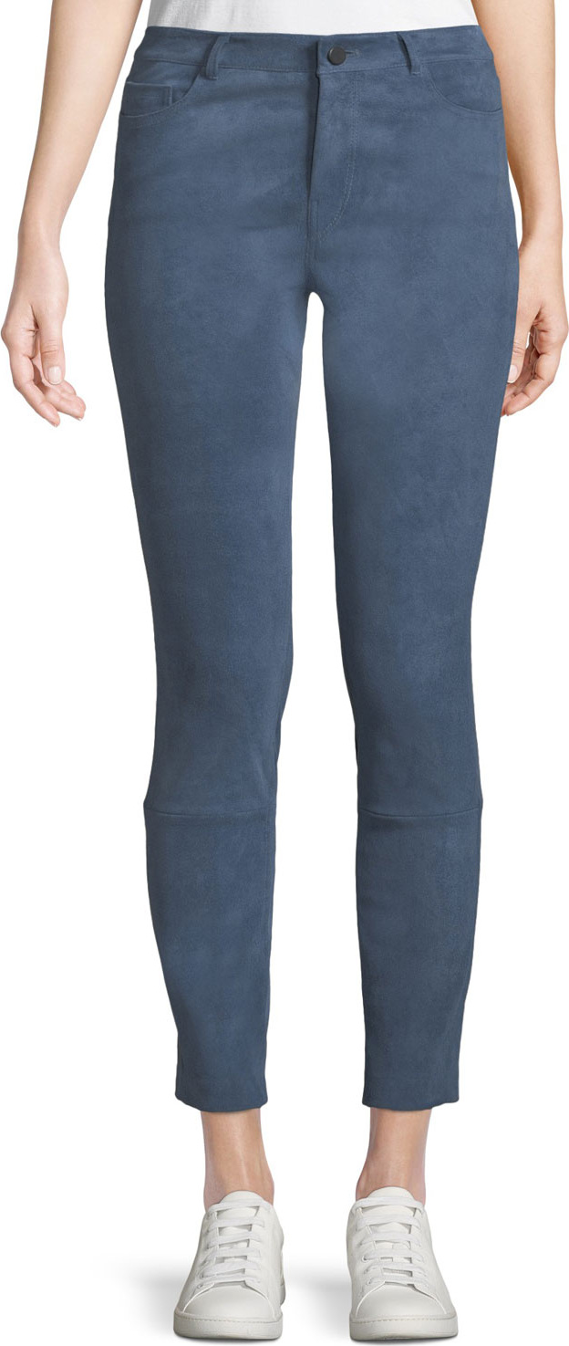 Theory Washable Stretch-Suede Five-Pocket Cropped Pants