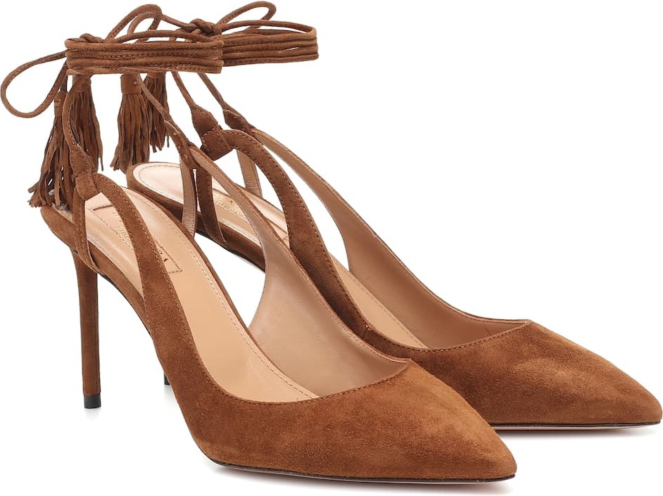 Aquazzura Aurelia 85 suede slingback pumps