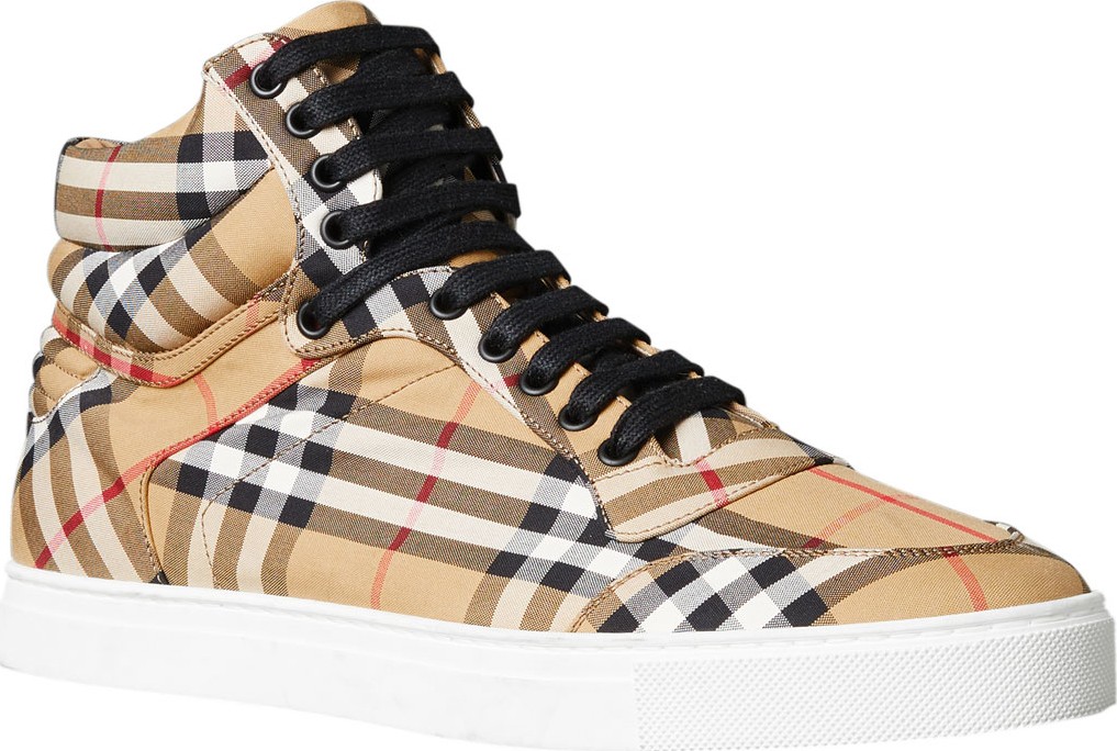 Burberry London England Men's Reeth Signature Check Canvas High-Top Sneakers
