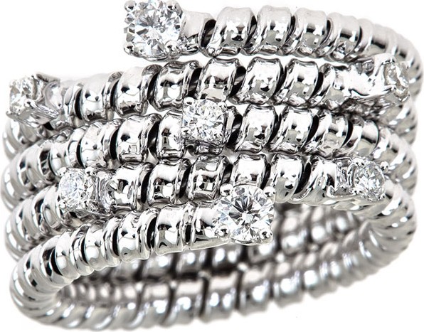 ZYDO Spiral 18k White Gold Diamond Coil Ring