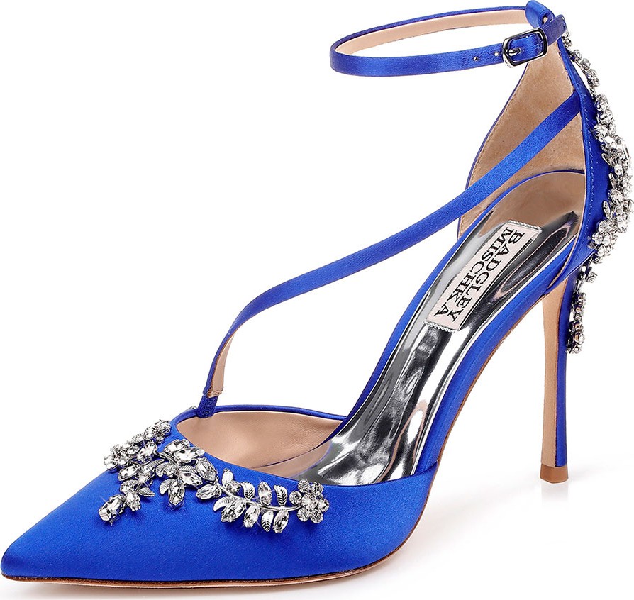 Badgley Mischka Faith Crystal-Embellished Satin Pumps