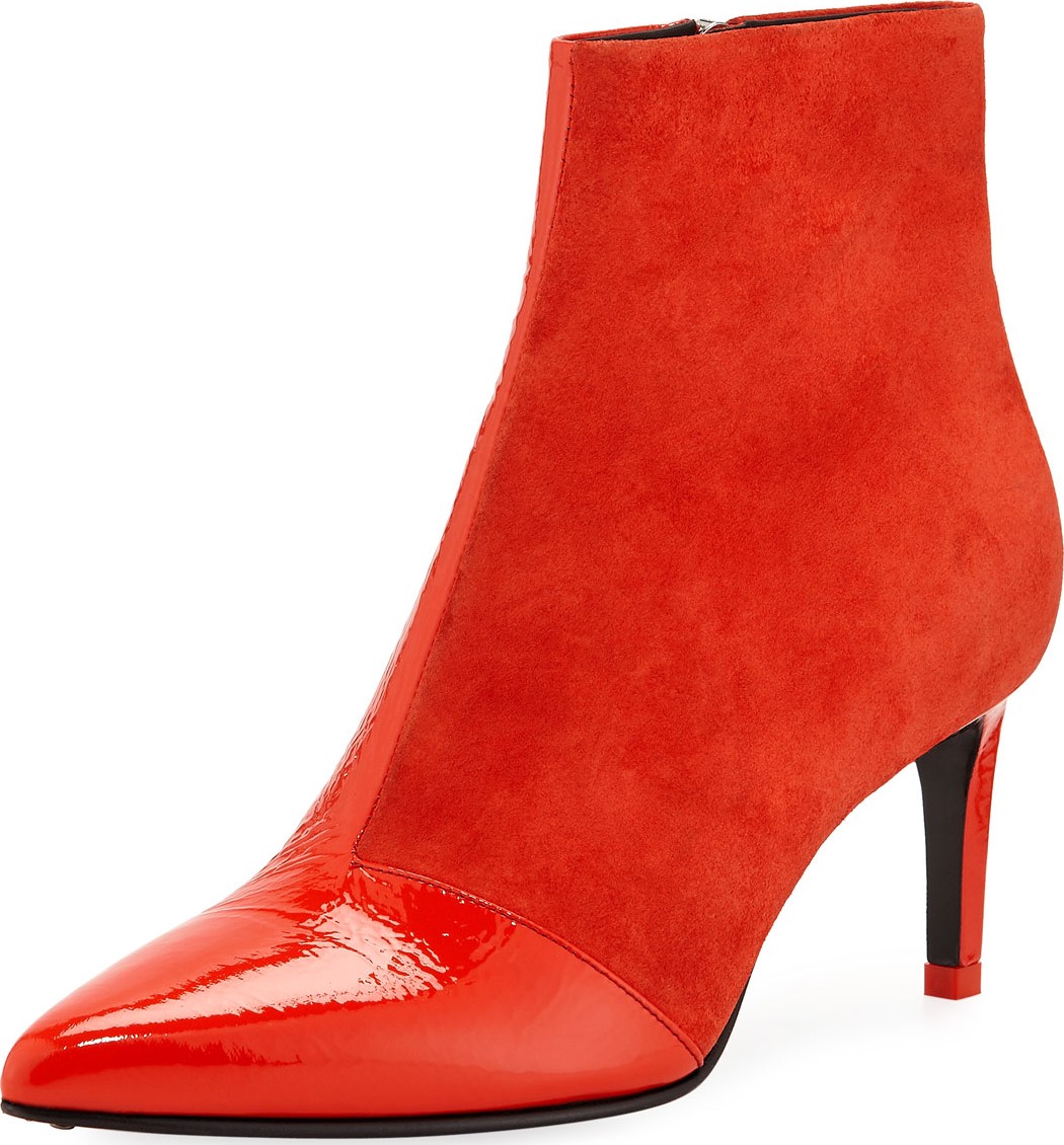 Rag & Bone Beha Suede and Patent Leather Ankle Booties
