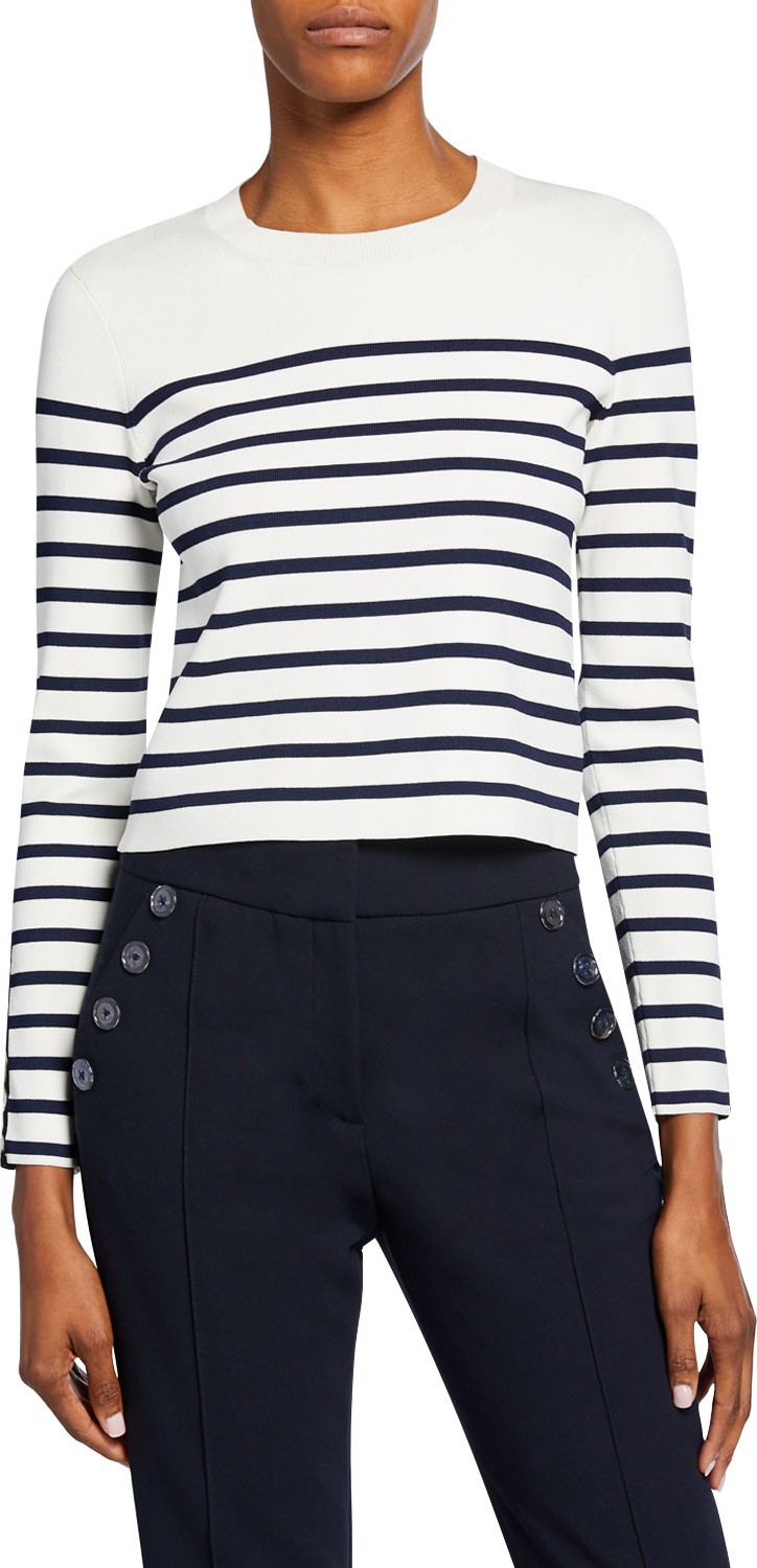 Veronica Beard Park Striped Long-Sleeve Sweater