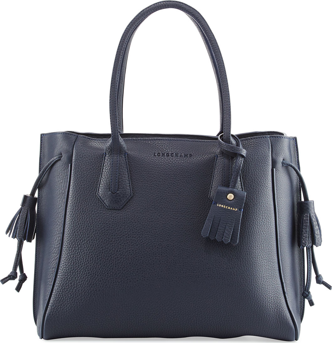 Longchamp Pénélope Leather Tote Bag, Midnight Blue